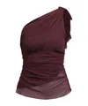 Victoria Beckham Draped One-shoulder Top Asymmetric Hem In Brown
