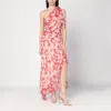 Victoria Beckham Floral Print One-shoulder Draped Midi Dress