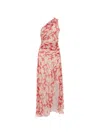 Victoria Beckham Floral Print One-shoulder Draped Midi Dress