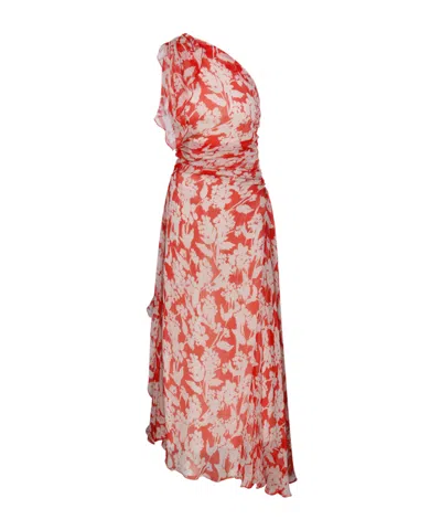 Victoria Beckham One Shoulder Draped Midi Dress In Multi