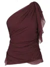 Victoria Beckham Draped One-shoulder Top Asymmetric Hem