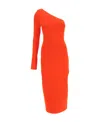 Victoria Beckham Vb Body Red One-shoulder Stretch-knit Midi Dress In Red