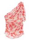 Victoria Beckham Womens Chilli Blush Asymmetric Draped Floral Silk Top In Red