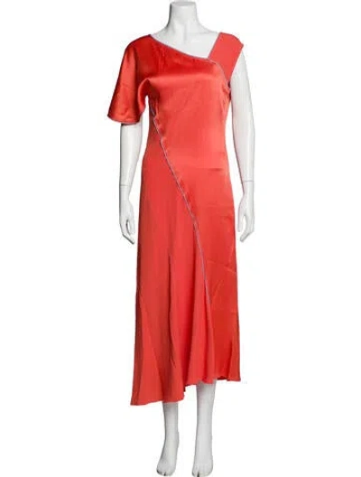 Pre-owned Victoria Beckham One-shoulder Long Dress In Orange