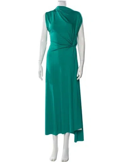 Pre-owned Victoria Beckham One-shoulder Midi Length Dress In Green