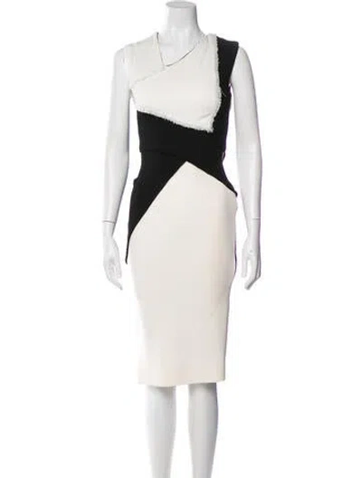 Pre-owned Victoria Beckham One-shoulder Midi Length Dress In Neutral