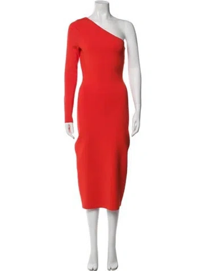 Pre-owned Victoria Beckham One-shoulder Midi Length Dress In Orange