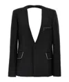 Victoria Beckham Backless Single-breasted Shrunken Collarless Jacket In Black