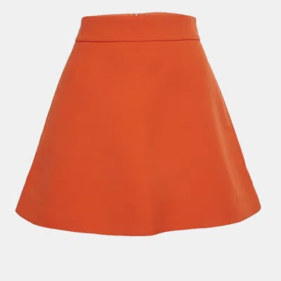 Pre-owned Victoria Beckham Orange Silk Blend Mini Skirt M
