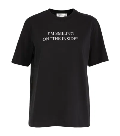 Victoria Beckham Slogan Cotton T-shirt In Black