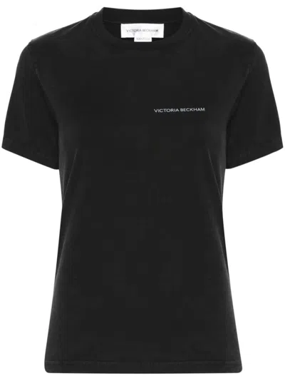 Victoria Beckham Organic Cotton Half Sleeve T-shirt In Black