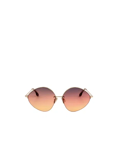 Victoria Beckham Oval-frame Sunglasses In Brown