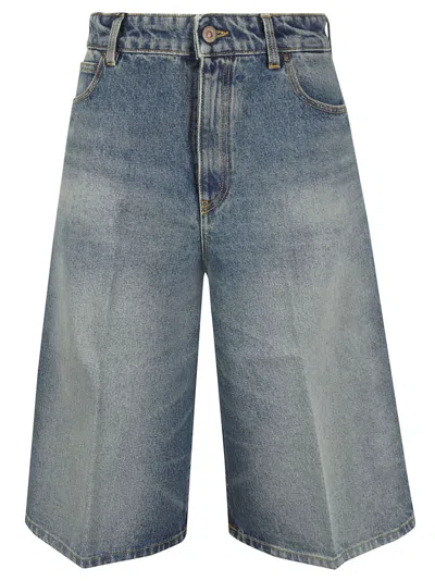 Victoria Beckham Oversized Bermuda Short In Antique Indigo Wash