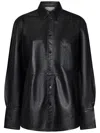 Victoria Beckham Oversized Black Nappa Leather Shirt With Silhouette