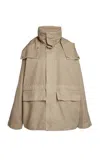 Victoria Beckham Oversized Cotton Utility Jacket In Neutral