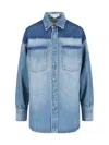 Victoria Beckham Denim Oversized Solid Shirt In Brown