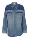 Victoria Beckham Denim Oversized Solid Shirt In Brown