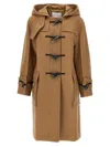 Victoria Beckham Hooded Long Length Structured Coat In Brown
