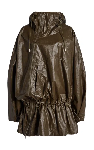 Victoria Beckham Oversized Hooded Cotton Parka In Green