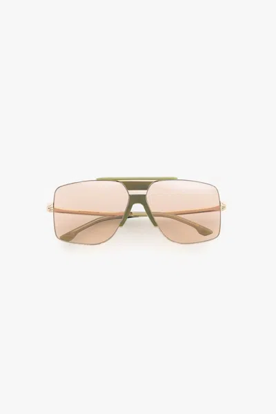 Victoria Beckham Oversized Metal And Acetate Frame In Green Marble In Pink