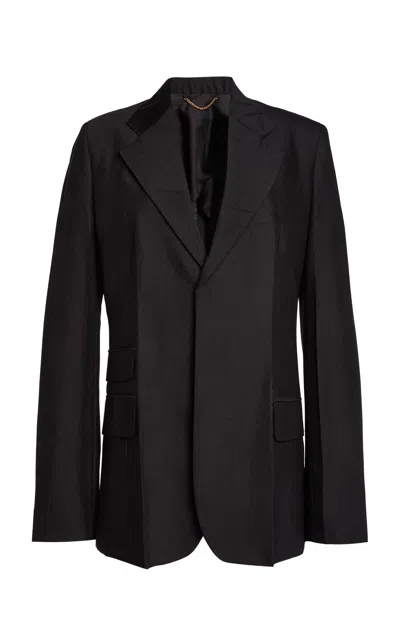 Victoria Beckham Oversized Notch Lapel Virgin Wool-blend Jacket In Black