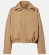Victoria Beckham Oversized Roll Neck Bomber Jacket In Dark Camel In Green