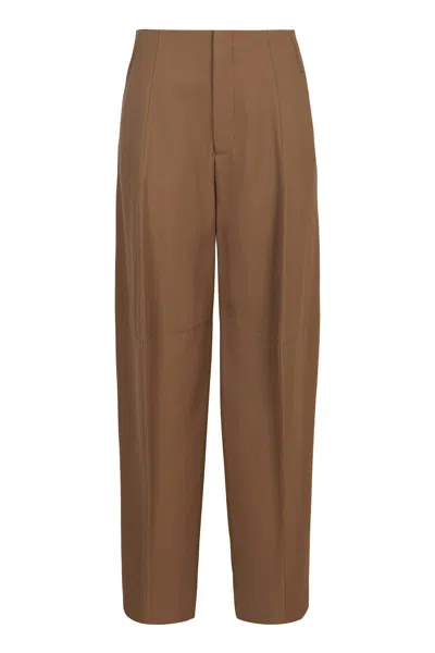 Victoria Beckham Oversized Wool Trousers In Brown
