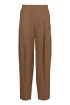 Victoria Beckham Oversized Wool Trousers In Brown