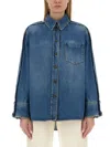 Victoria Beckham Roomy Fit Shirt Featuring Pocket In Blue