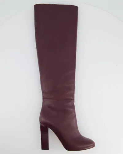 Victoria Beckham Oxblood Knee High Leather Boots In White