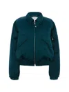 Victoria Beckham Down Sateen Bomber Jacket In Blue