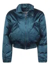 Victoria Beckham Down Sateen Bomber Jacket In Blue