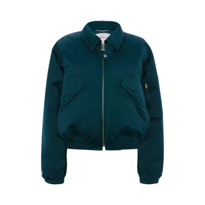Pre-owned Victoria Beckham Padded Bomber Jacket 'dark Teal' | Green | Women's Size 6