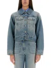 Victoria Beckham Padded Denim Jacket In Blue