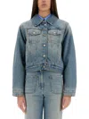 Victoria Beckham Long-sleeved Denim Coat In Navy