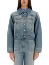 Victoria Beckham Padded Denim Jacket In Navy