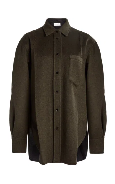 Victoria Beckham Pajama Wool Shirt In Olive