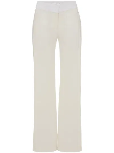 Victoria Beckham Panel-detail Textured Trousers In Weiss