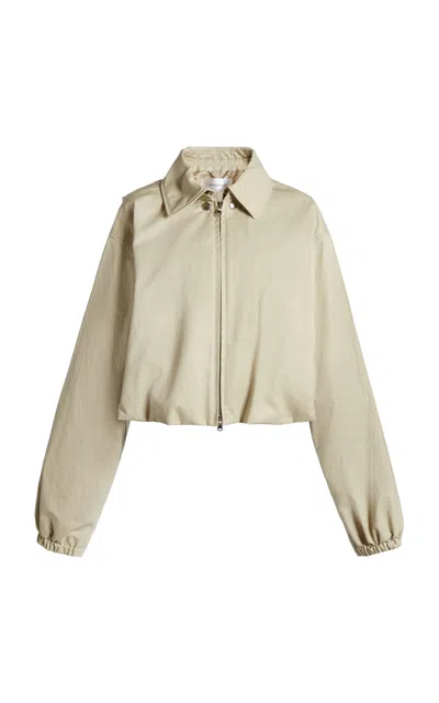 Victoria Beckham Paneled Cotton Bomber Jacket In Neutral
