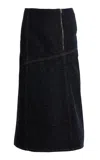 Victoria Beckham Paneled Cotton Denim Midi Skirt