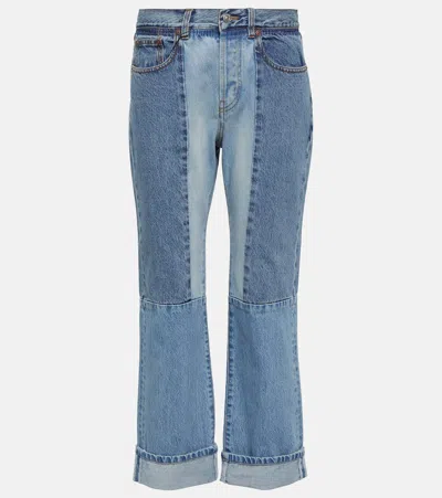 Victoria Beckham Paneled High-rise Straight Jeans In Blue