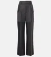 Victoria Beckham Paneled Wool Wide-leg Pants In Schwarz