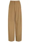 Victoria Beckham Panelled Barrel-leg Wool Trousers In Nude