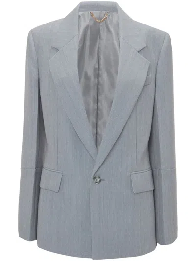 Victoria Beckham Long-sleeved Suit Coat In Blue