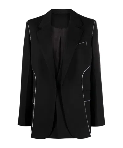 Victoria Beckham Panelled Contrast-trim Blazer In Black