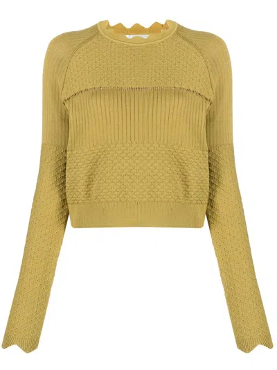 Victoria Beckham Panelled Knitted Jumper In Gelb