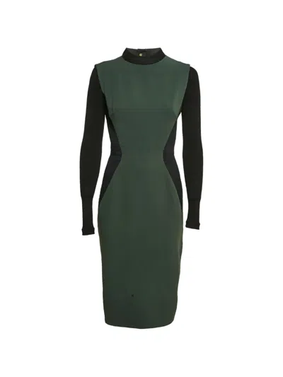 Pre-owned Victoria Beckham Panelled Midi Dress In Green