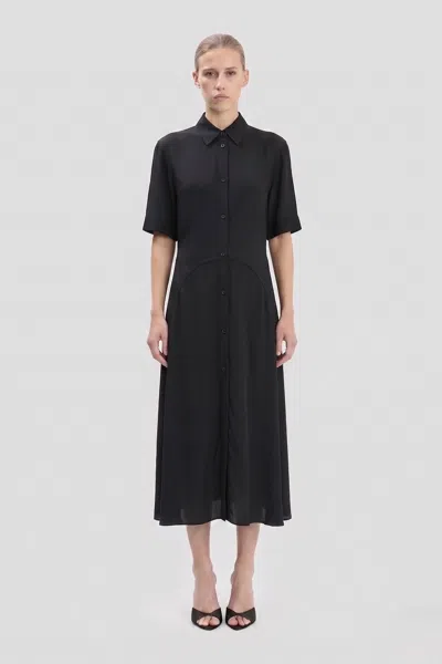Victoria Beckham Panelled Midi Dress In Black