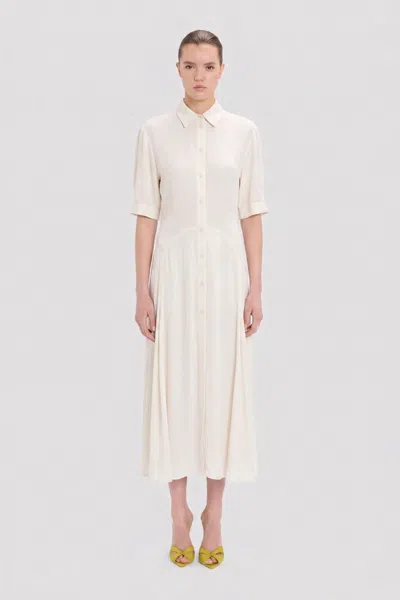 Victoria Beckham Panelled Midi Dress In White