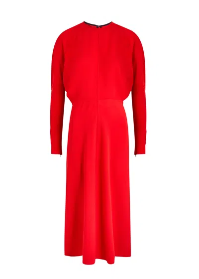 Victoria Beckham Panelled Midi Dress In Red